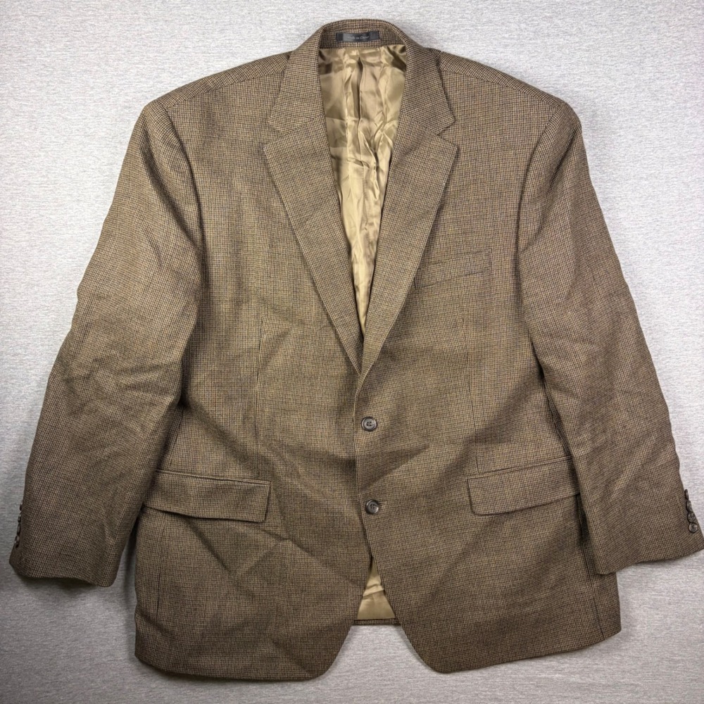 Lauren Ralph Lauren Blazer Mens 48R Brown Wool Micro Check Sport Coat Two Button